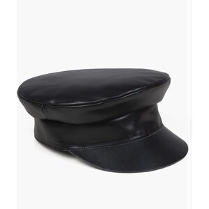 Lack Of Color Biker Cap Hat Size Medium Leather Black